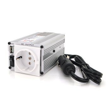 Інвертор напруги MSI-15012 ((150W)), 12/220V, approximated, 1Shuko, USB, клеми + затискачі, Box, Q24 28977 фото