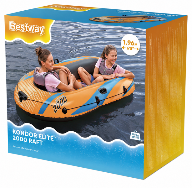 Надувний човен Bestway 61139 Kondor Elite 2000 Hydro Force 196x106 см 3-камерний до 120 кг 61139 фото