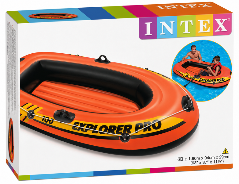 Надувная лодка Intex Explorer Pro 100 58355 одноместная 160&times;94&times;29 см, 3 воздушные камеры, до 80 кг 58355 фото