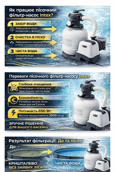 Песочный фильтр-насос Intex 26642, 3500 л/ч, 220&ndash;240 В для каркасных и надувных бассейнов 26642 фото