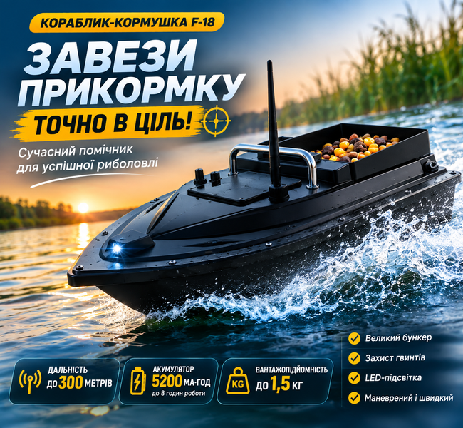 Кораблик-кормушка F-18 для риболовлі з пультом до 300 м 17273/МК фото