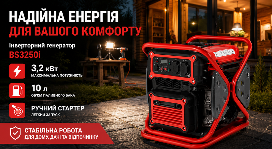 Інверторний бензиновий генератор BISON BS3250i 3.2 кВт BS3250 фото
