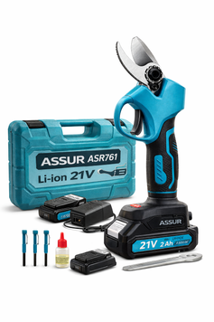 Акумуляторний секатор ASSUR ASR761 21V (25 мм) з 2 акумуляторами, кейс &mdash; електросекатор для обрізки дерев та саду ASR761/МК фото