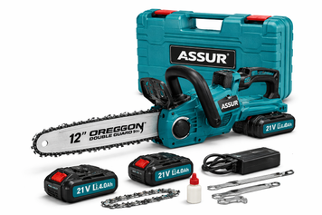 Акумуляторна ланцюгова пила ASSUR ASR764 21V з шиною 12&Prime; (30 см), 2 акумулятори, кейс &mdash; потужна електропила для саду та господарства ASR764/МК фото