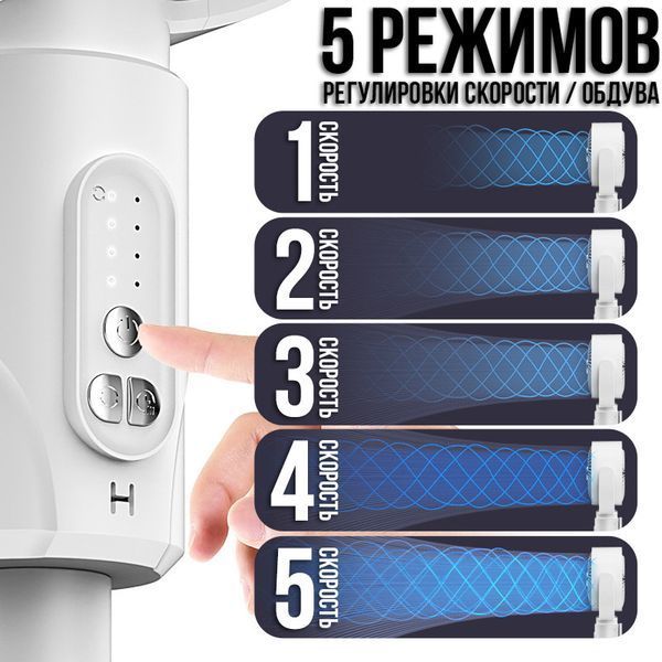 Підлоговий акумуляторний вентилятор на 5 швидкостей з таймером і регульованою висотою MID6/DT фото