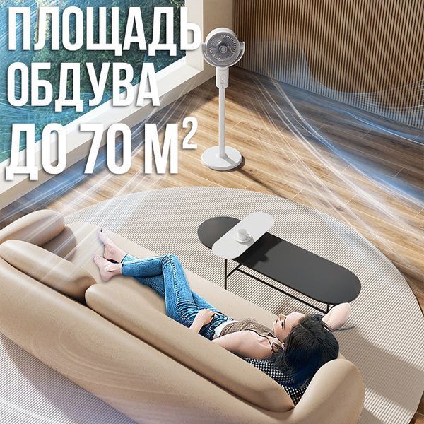 Підлоговий акумуляторний вентилятор на 5 швидкостей з таймером і регульованою висотою MID6/DT фото