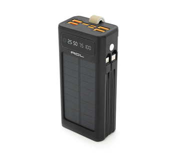 Powerbank ACL PW-90 30000mAh, SOLAR, Кабель TypeC + Lighting, 0,72kg, Black, Box 37712 фото