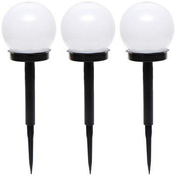Садовый фонарь на солнечной батарее 35 см D10 см белый LED для дорожек, клумб и газона 3 шт 111692 фото