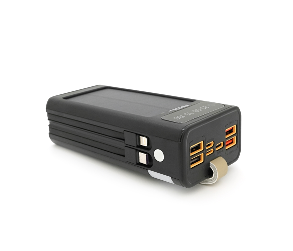 Powerbank ACL PW-90 30000mAh, SOLAR, Кабель TypeC + Lighting, 0,72kg, Black, Box 37712 фото