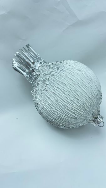 Decorative pomegranate potal 80 mm silver/white