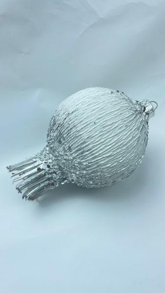 Decorative pomegranate potal 80 mm silver/white