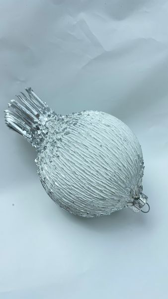 Decorative pomegranate potal 80 mm silver/white