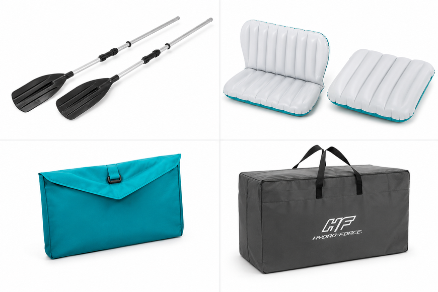 П'ятимісний надувний човен Bestway 65159 Adventure Elite X5 Raft Set 364 x 166 x 45 см з веслами та ручним насосом 65159 фото