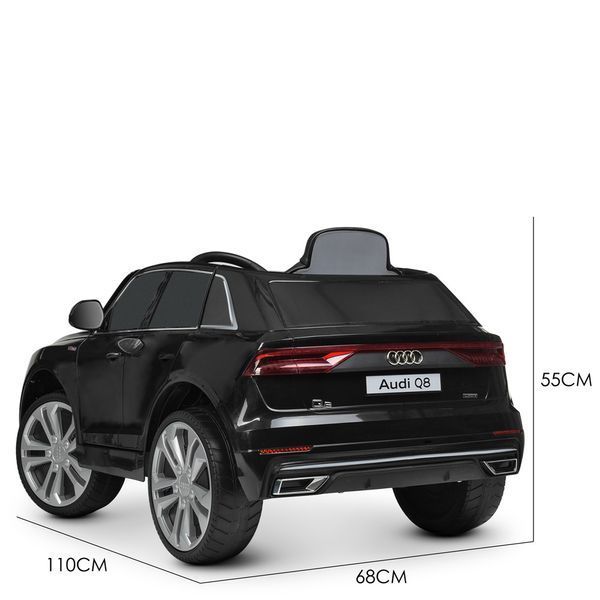 Дитячий електромобіль Audi Q8 JJ2066EBLR-2, 2 мотори 25W, EVA колеса, пульт 2.4G, MP3, USB, шкіряне сидіння, чорний JJ2066EBLR-2 фото
