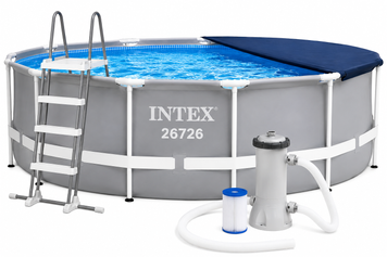 Каркасний басейн Intex 26726 Prism Frame 457&times;122 см, 16805 л, з картриджним фільтр-насосом 3785 л/год, драбиною, підстилкою та тентом 26726 фото
