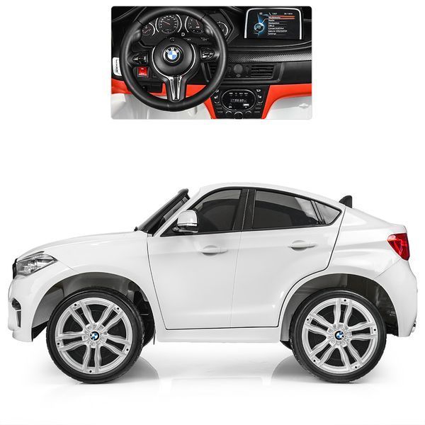 Дитячий електромобіль джип JJ2168EBLR-1 BMW X6M білий, 2 мотори 120W, акумулятор 12V10Ah, EVA колеса, шкіряне сидіння JJ2168EBLR-1 фото