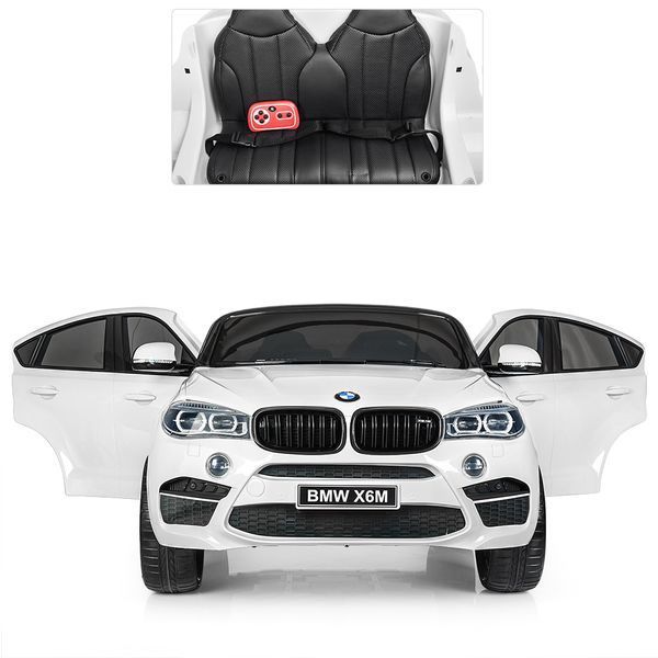 Дитячий електромобіль джип JJ2168EBLR-1 BMW X6M білий, 2 мотори 120W, акумулятор 12V10Ah, EVA колеса, шкіряне сидіння JJ2168EBLR-1 фото
