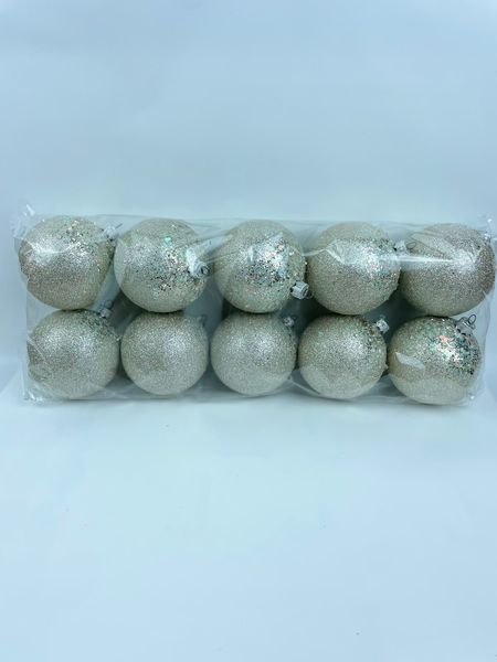 Plain ball 80 mm glitter champagne