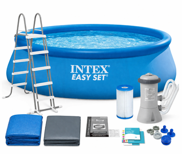 Надувний басейн Intex Easy Set 26168 457&times;122 см, з фільтр-насосом, сходами, підстилкою та тентом 26168 фото