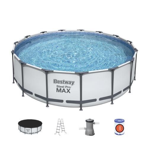 Каркасный бассейн Bestway 56438 круглый 457&times;122 см Steel Pro MAX с фильтр-насосом, лестницей и тентом 56438 фото