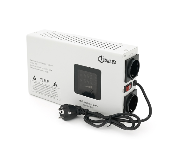 Релейний стабілізатор напруги Europower SLIM-1000SBR LED 1000 VA 700 Вт настінний 10330 фото