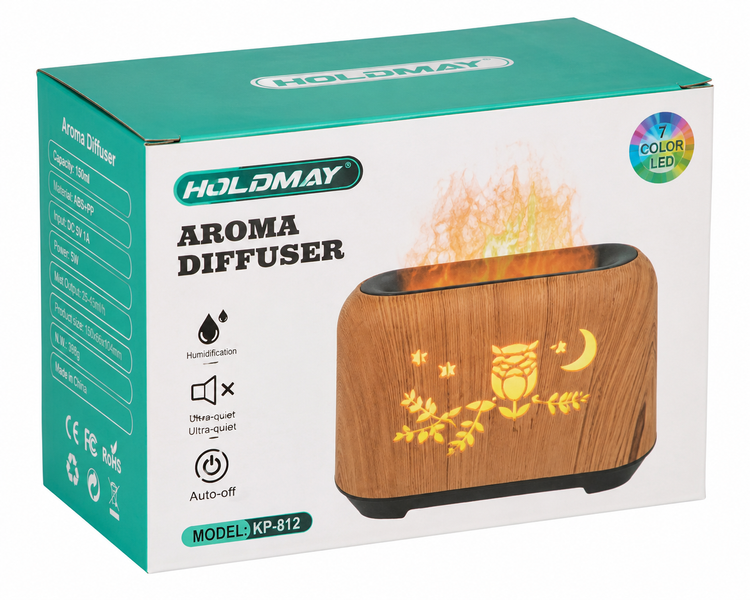 Зволожувач повітря Aroma Diffuser KP-812 з LED-підсвіткою, ультразвуковий аромадифузор 150 мл, 15&times;6,6&times;10,4 см 122246 фото
