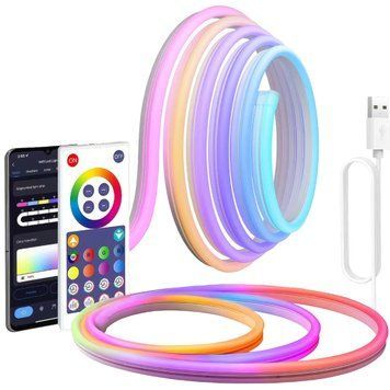 Світлодіодна неонова USB стрічка 5м з керуванням від телефону SFK-11 Bluetooth 12364/МК фото