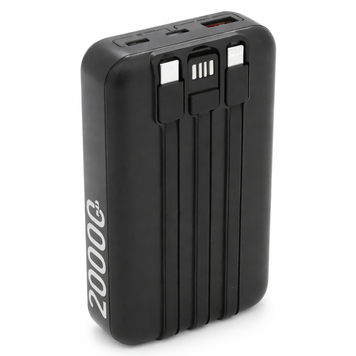 Powerbank ACL PW-117 20000mAh, PD22.5W, 1xUSB+2xUSB-C, 3 кабелі (USBType-C/Lighting), 0.47кг, Black/White, Box 45611 фото