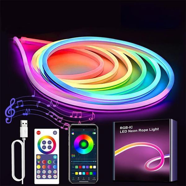 Світлодіодна неонова USB стрічка 5м з керуванням від телефону SFK-11 Bluetooth 12364/МК фото