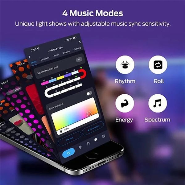 Світлодіодна неонова USB стрічка 5м з керуванням від телефону SFK-11 Bluetooth 12364/МК фото
