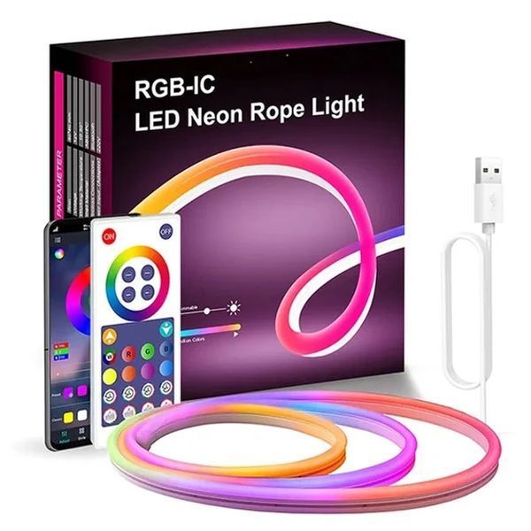 Світлодіодна неонова USB стрічка 5м з керуванням від телефону SFK-11 Bluetooth 12364/МК фото