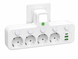 Мережевий адаптер 8625UL з нічником, 4 розетки EU, 2 USB + USB-C PD, 2500 Вт, із заземленням та індивідуальними вимикачами 17559/MG фото 1