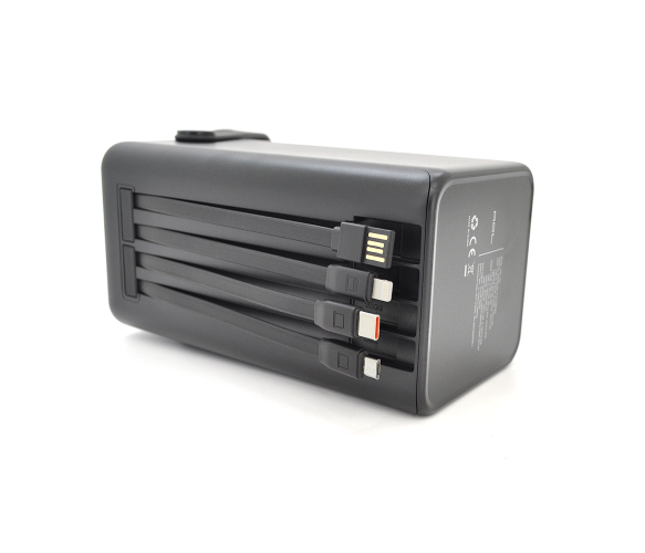 Powerbank ACL PW-152 80000 mAh 22.5W з 4 кабелями та ліхтарем чорний 45947 фото