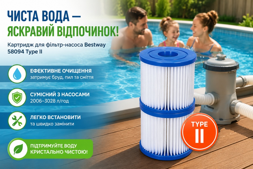 Картридж для фільтр-насоса Bestway 58094 тип II змінний фільтр для басейну Flowclear 58094 фото
