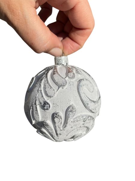 Ornament ball 80 mm silver/white