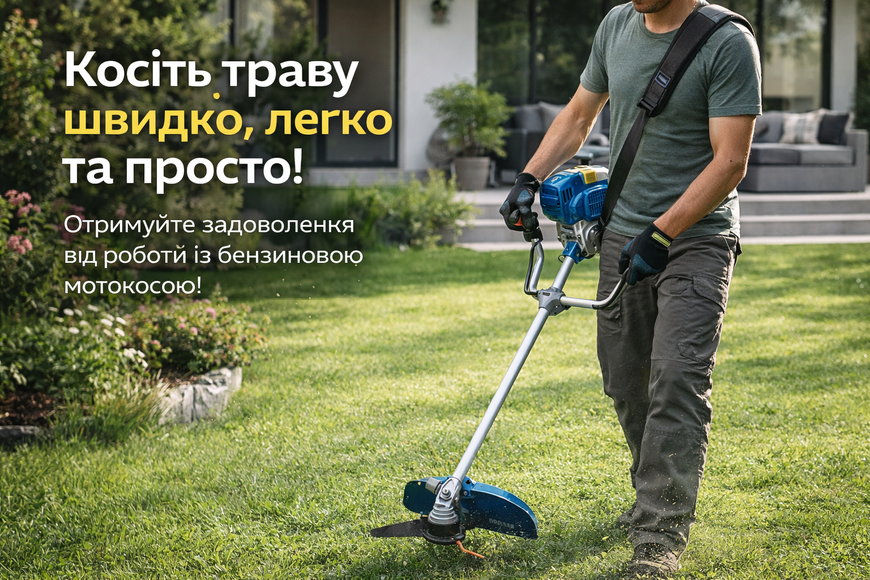 Бензиновая мотокоса ASSUR ASR723 2-тактная, 55 см, боковое крепление, нож + леска, триммер для травы и кустарника ASR723/МК фото