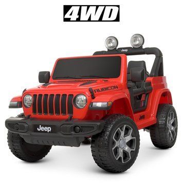 Дитячий електромобіль джип Jeep Rubicon M 4176EBLR-3 4WD червоний, 4 мотори, EVA колеса, пульт 2.4G M 4176EBLR-3 фото