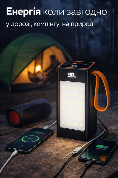 Повербанк 100000 mAh з LED-фонарем и быстрой зарядкой Hoco JA88A 22.5W 9797/DM фото