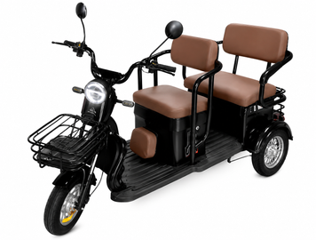 Електротрайк TRIVARO MAX 1000W з багажником, пасажирськими сидіннями та амортизацією, чорний 0269/МК фото