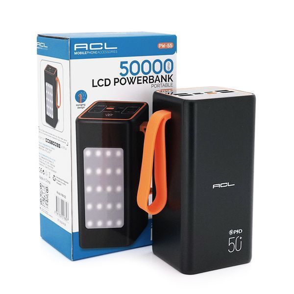 Powerbank ACL PW-55 50000mAh, PD 22.5W, 1,0 kg, Black, Blister 34003 фото