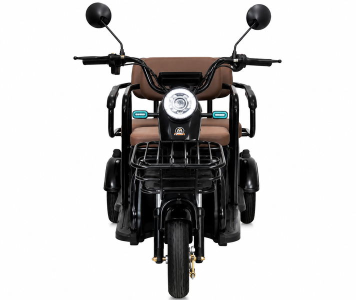 Електротрайк TRIVARO MAX 1000W з багажником, пасажирськими сидіннями та амортизацією, чорний 0269/МК фото
