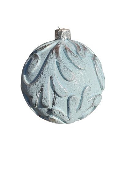 Ornament ball 80 mm silver/ blue