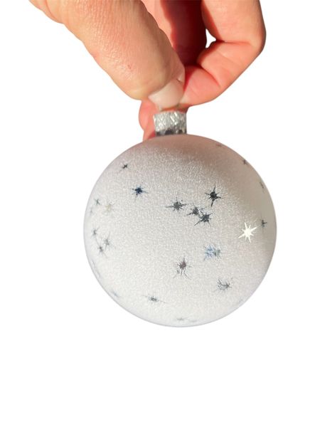 Plain ball 80 mm glitter white velvet