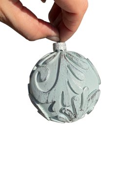 Ornament ball 80 mm silver/ аtlantic green