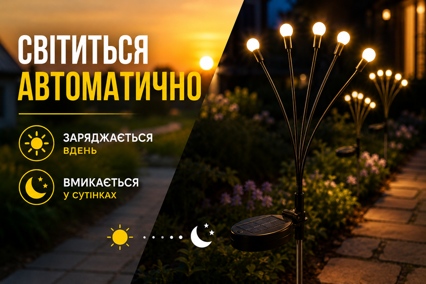 Садовий ліхтар Світлячок 69 см на сонячній батареї 2024513Y теплий білий 120958/KL фото