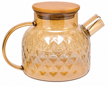 Чайник заварочный стеклянный 1 л с бамбуковой крышкой CH-1000ML 117085 фото