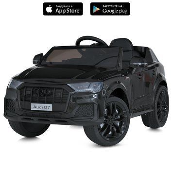 Дитячий електромобіль Audi Q7 M 5796EBLR-2 чорний, 2 мотори 35W, EVA колеса, шкіряне сидіння, пульт 2.4G, Bluetooth M 5796EBLR-2 фото