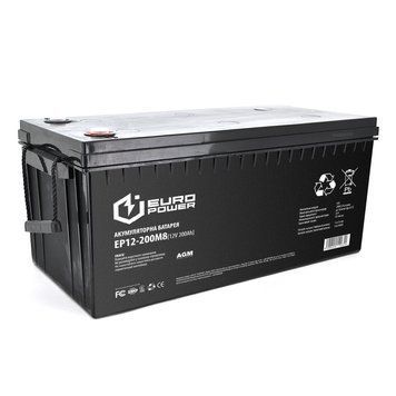 Акумуляторна батарея EUROPOWER AGM EP12-200M8 12V 200Ah (522 x 240 x 219) Black Q1/18 14260 фото