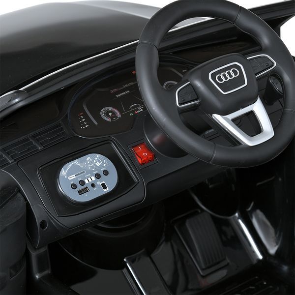 Дитячий електромобіль Audi Q7 M 5796EBLR-2 чорний, 2 мотори 35W, EVA колеса, шкіряне сидіння, пульт 2.4G, Bluetooth M 5796EBLR-2 фото