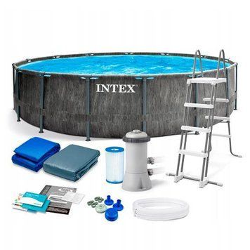 Каркасний басейн Intex 26744 549&times;122 см з фільтр-насосом 220&ndash;240V, сходами, тентом і підстилкою 26744 фото